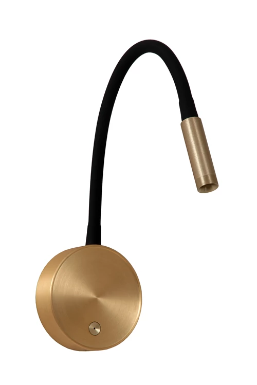 Lucide ASJA - Rechargeable Wall spotlight / Wall light - Battery pack- LED 3 StepDim - 1x3W 2700K - Matt Gold / Brass | Premium - turned off